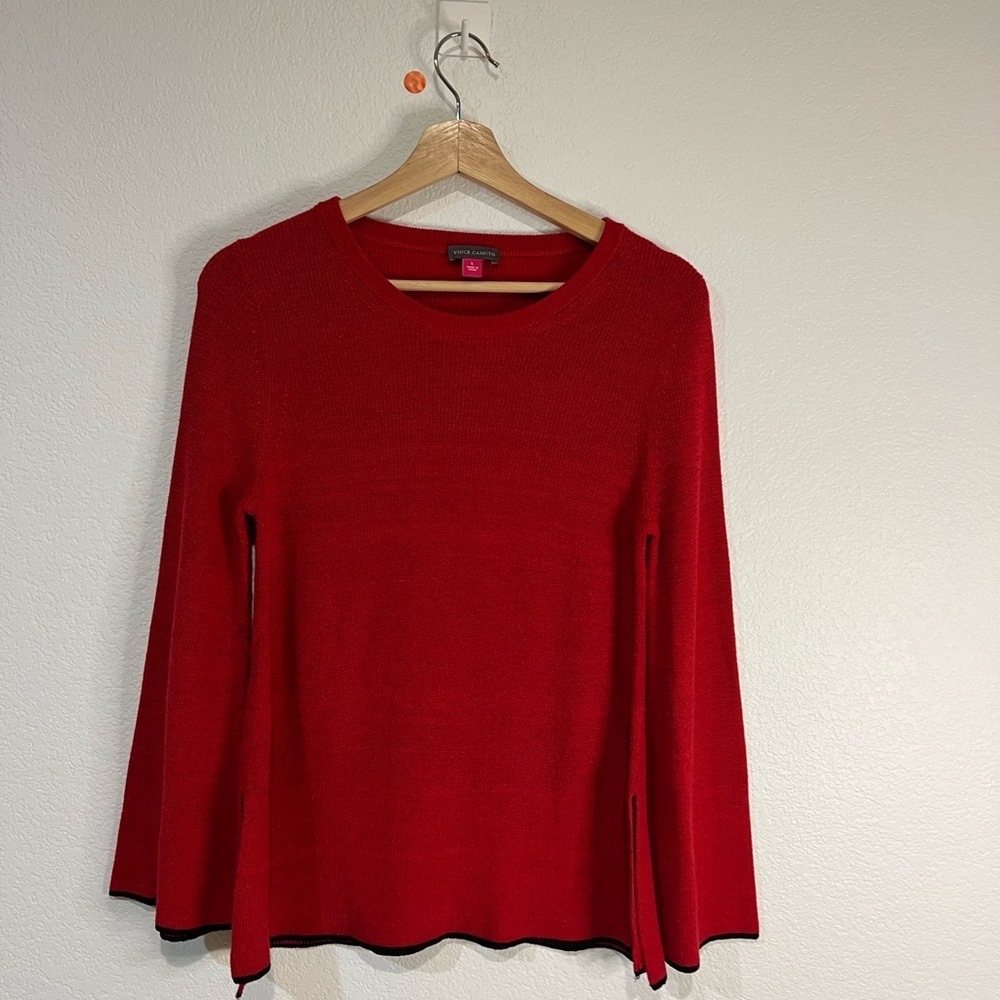 Vince Camuto Women's Red Tipped Bell Sleeve Sweater size‎ Large